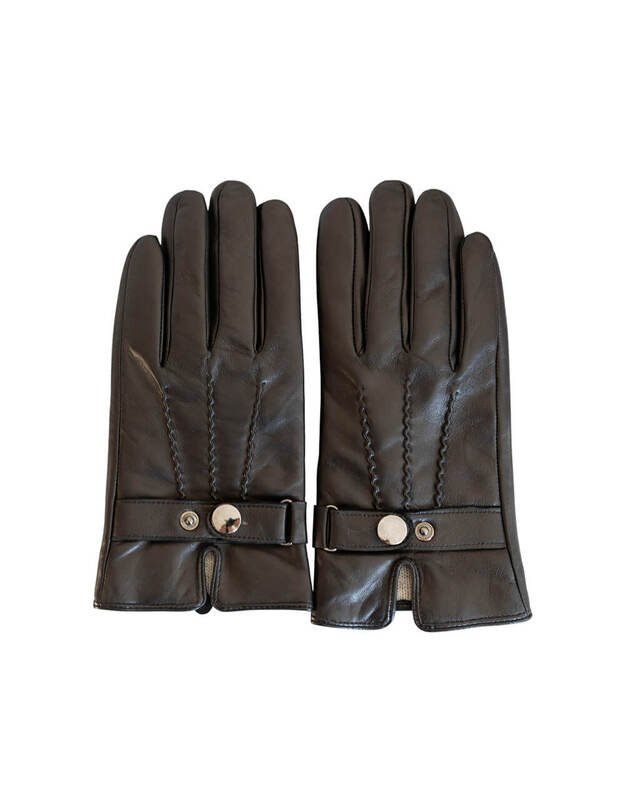 Black Goatskin Gloves For Men With Extra Wool Layer VOZ08 4