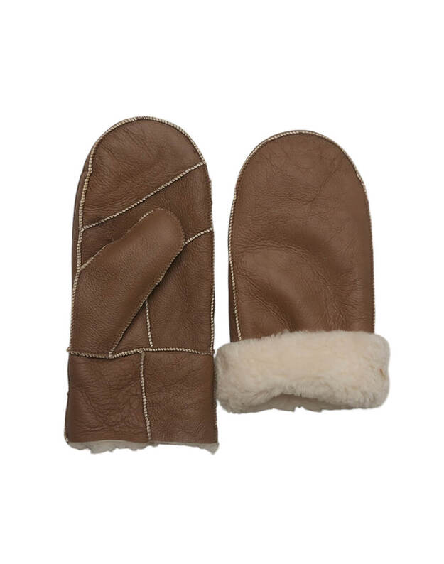 Vyriškos rudos šiltos kailinės kumštinės VK75