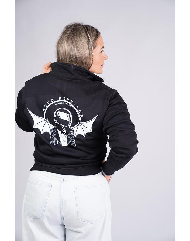 Megztinis su užtrauktuku, oversize, juodas MM022