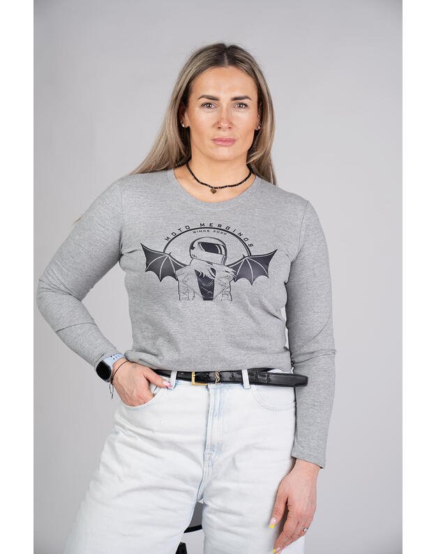 Marškinėliai ilgomis rankovėmis, moteriški, pilka MM031