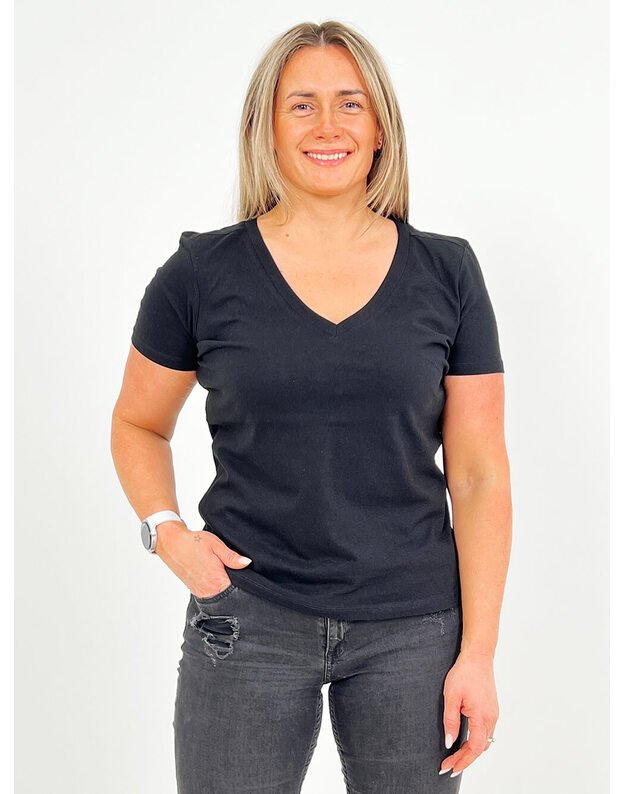 Moteriški marškinėliai V-Neck juodi MM047 1