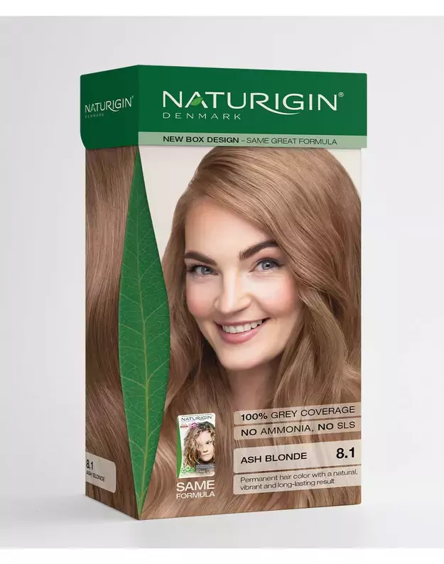 NATURIGIN® - permanentā matu krāsa bez amonjaka un parabēniem Gaiši pelnu blonda 8.1