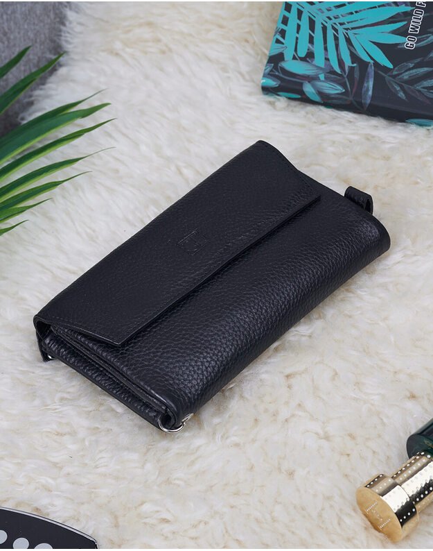 Leather Purse For Women - Black - MPN140