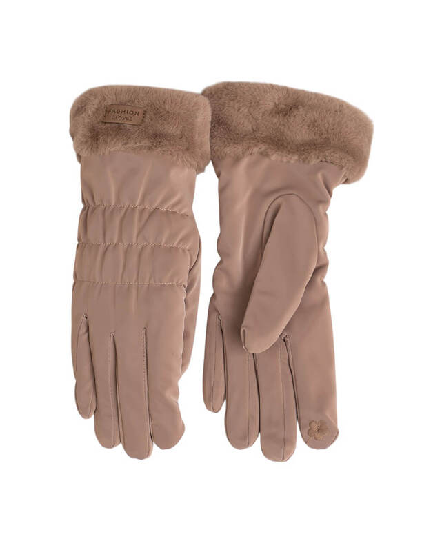 Elegantiškos Smėlio Spalvos Žieminės Pirštinės Moterims KM21 Elegantiškos Smėlio Spalvos Žieminės Pirštinės Moterims KM21