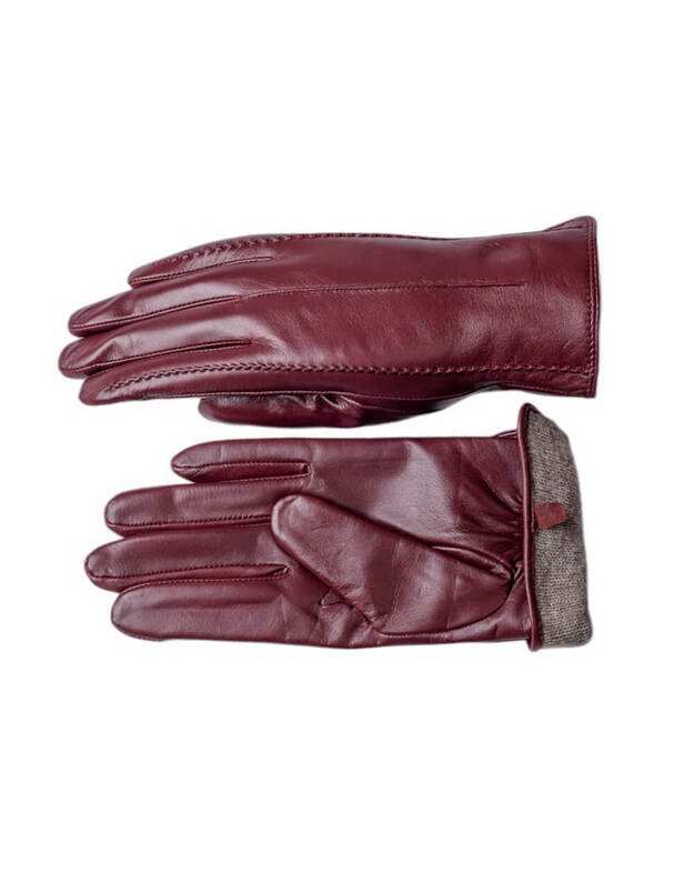 Moteriškos Raudonos Natūralios Ožkos Odos Pirštinės Su Vilnoniu Pamušalu MOVZ08 1