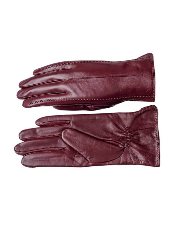 Moteriškos Raudonos Natūralios Ožkos Odos Pirštinės Su Vilnoniu Pamušalu MOVZ08 2