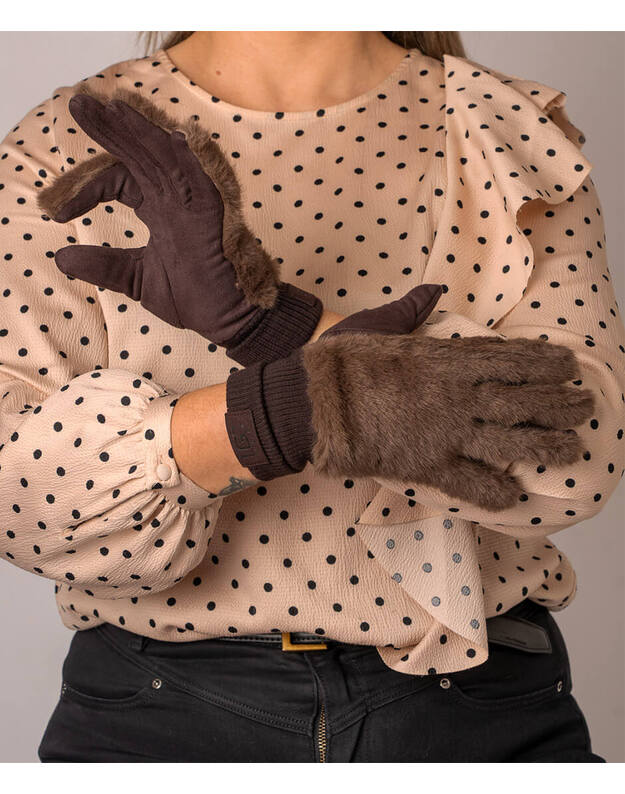 Moteriškos Rudos Pirštinės Su Pašiltinimu Liečiamam Ekranui MB353