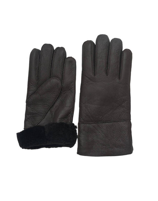 Men's Grey Warm Fur Gloves VK76