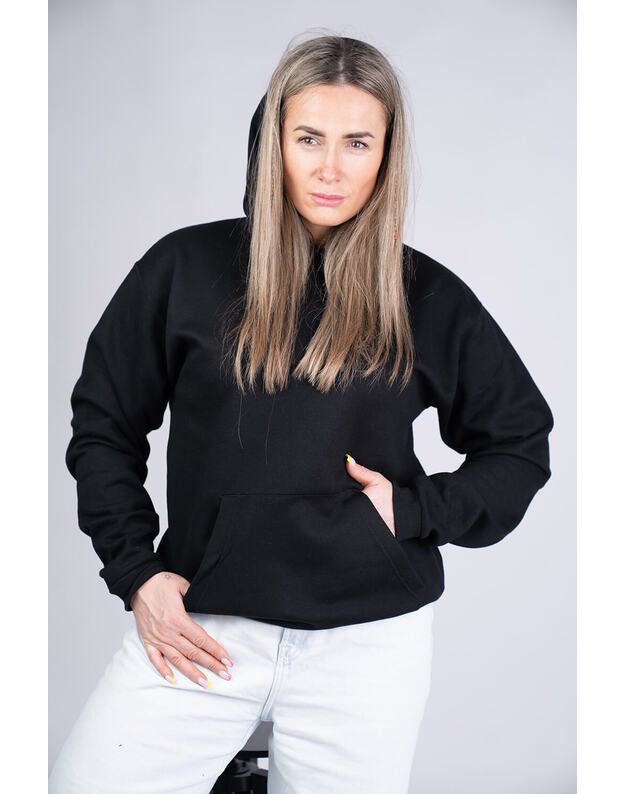 Megztinis su gobtuvu, oversize, juodas MM024 2