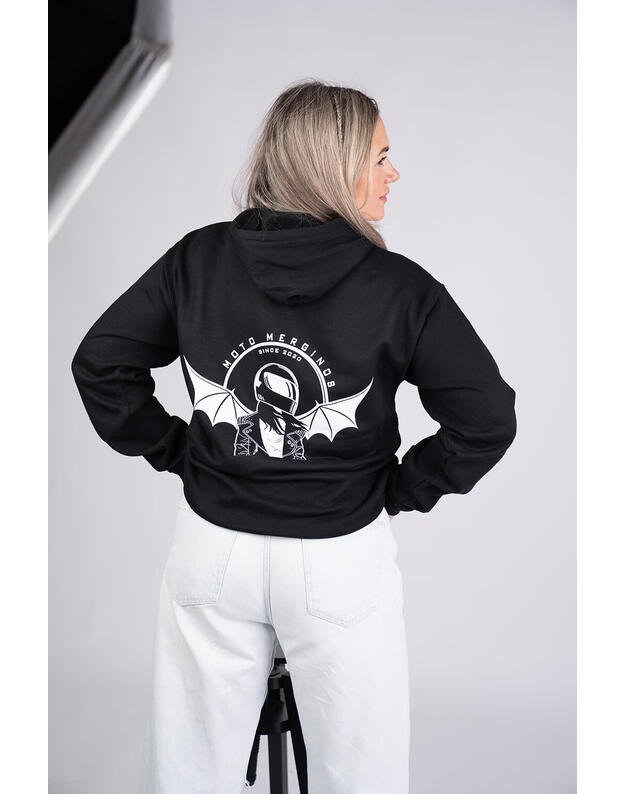 Megztinis su gobtuvu, oversize, juodas MM024 3