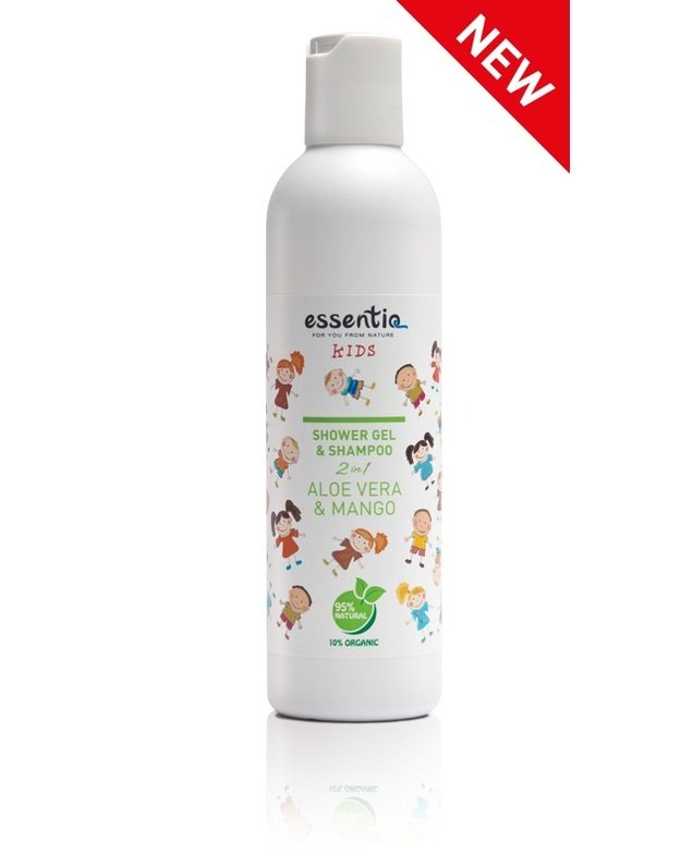 ESSENTIQ Vaikiškas šampūnas – dušo gelis  2in1 Aloe Vera & Mango 250ml