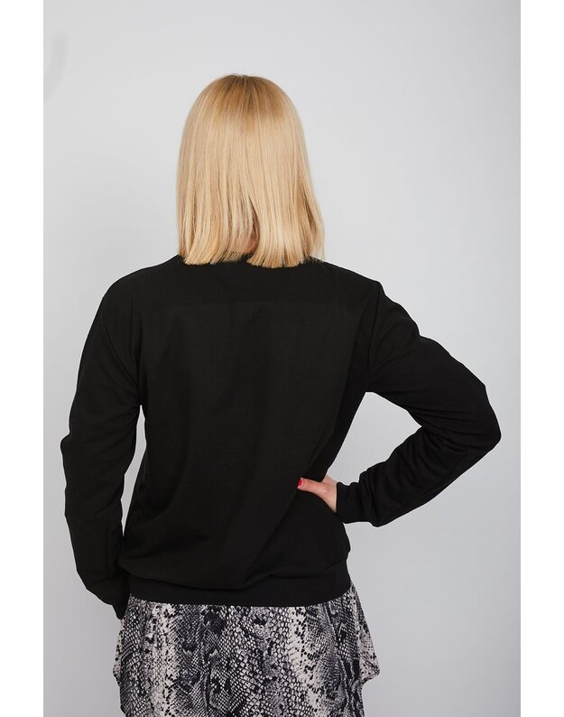 Moteriškas juodas laisvalaikio megztinis LEN201