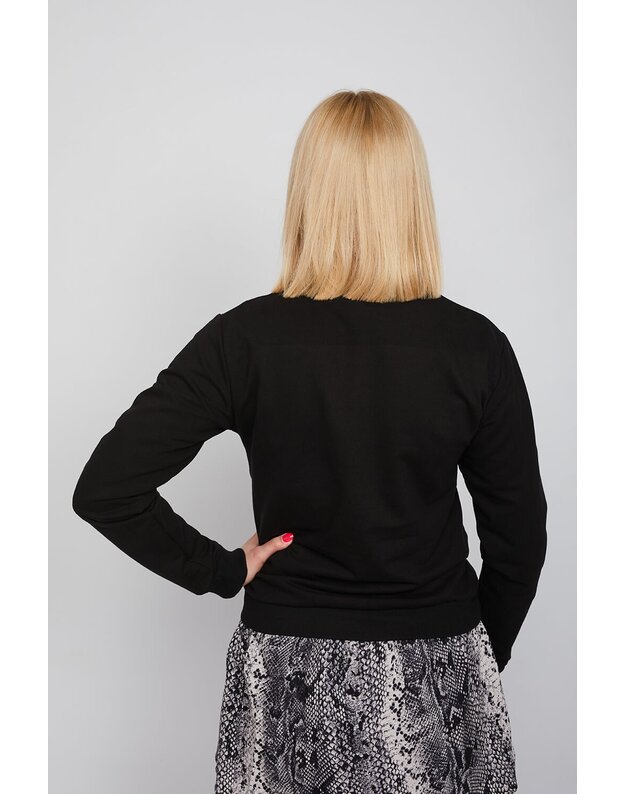 Moteriškas juodas laisvalaikio megztinis LEN202