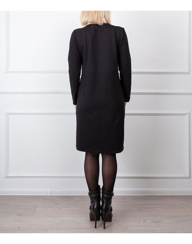Moteriška juoda laisvalaikio suknelė su piešiniu LEN01
