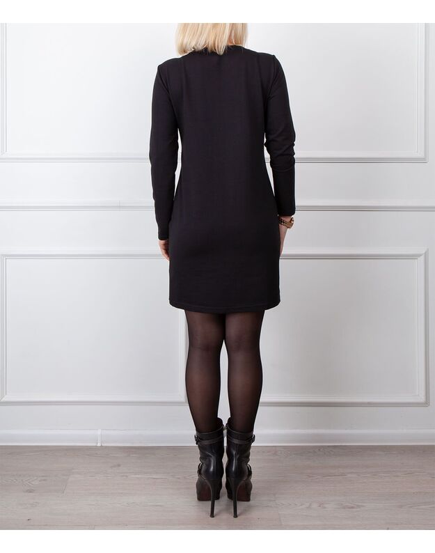 Moteriška juoda laisvalaikio suknelė su piešiniu LEN04