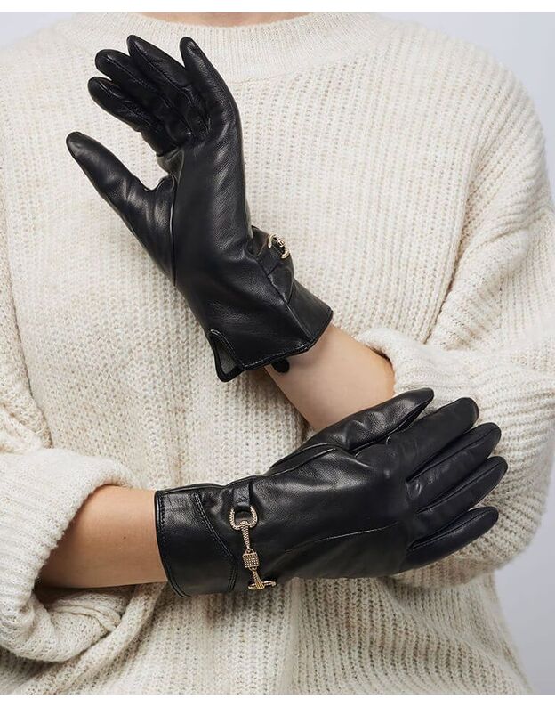 Black Goatskin Gloves For Women With Extra Wool Layer Online