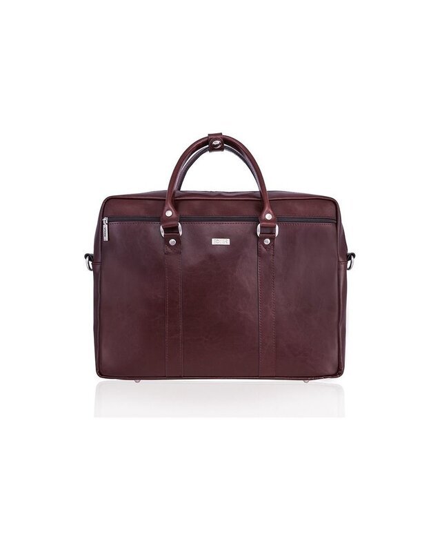 Burgundy leather shoulder laptop bag KILBRIDGE