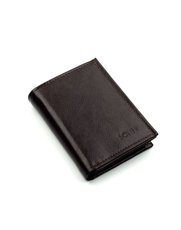 Elegant brown leather wallet SOLIER SW04B