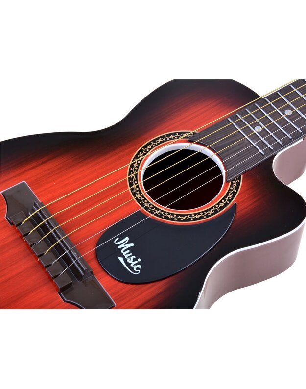 6 stygų vaikiška gitara, raudonmedžio spalva