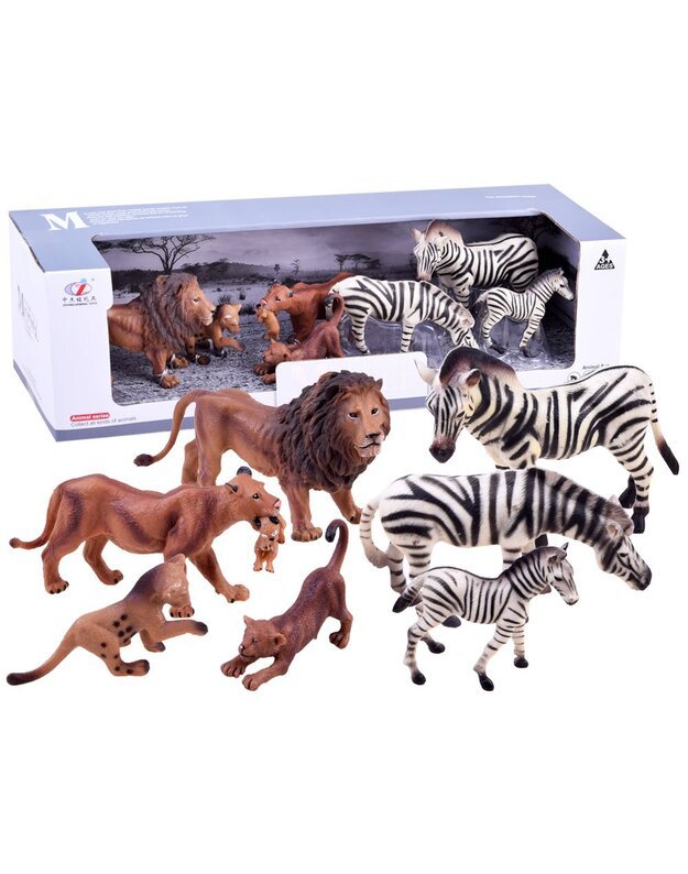 A set of animals SAFARI, figures of a lion, zebras ZA2987