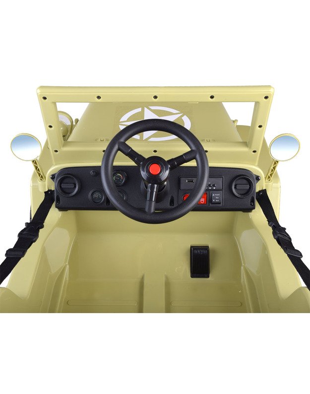 Karinis elektromobilis Willys + nuotolinio valdymo pultelis - smėlio spalvos