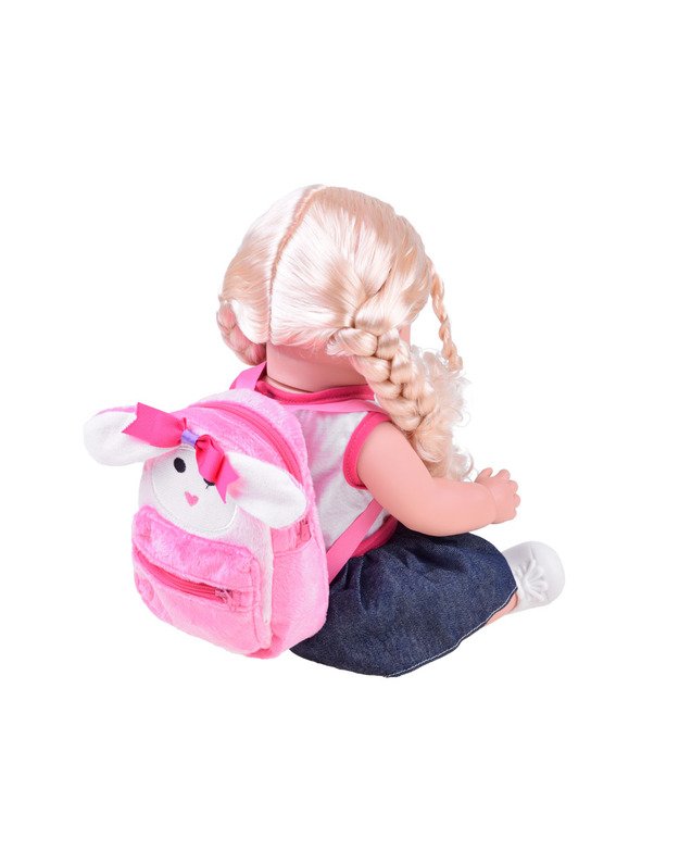 Lovely doll with braids + backpack glasses ZA3890