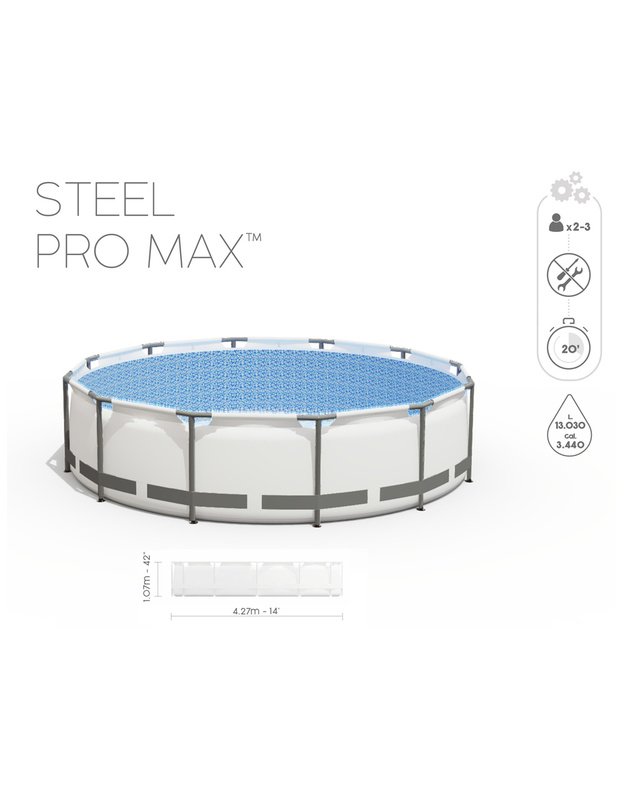 Surenkamas baseinas su filtru Bestway Steel Pro Max 427x107 cm
