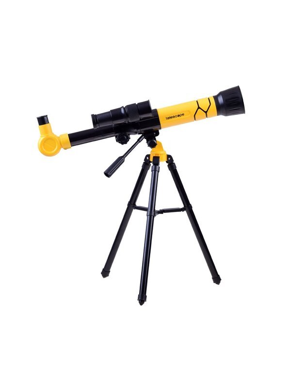Teleskopas ant trijų kojų  su 3x okuliaru - geltonas