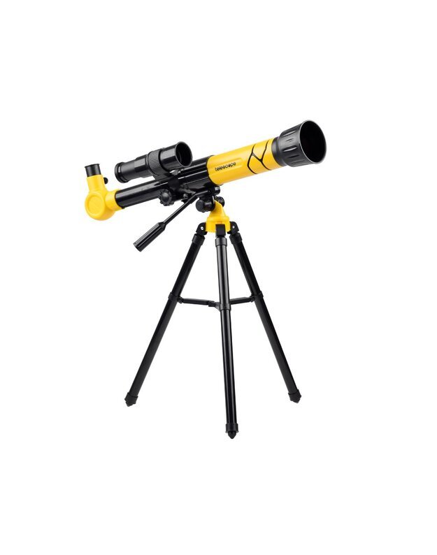 Teleskopas ant trijų kojų  su 3x okuliaru - geltonas