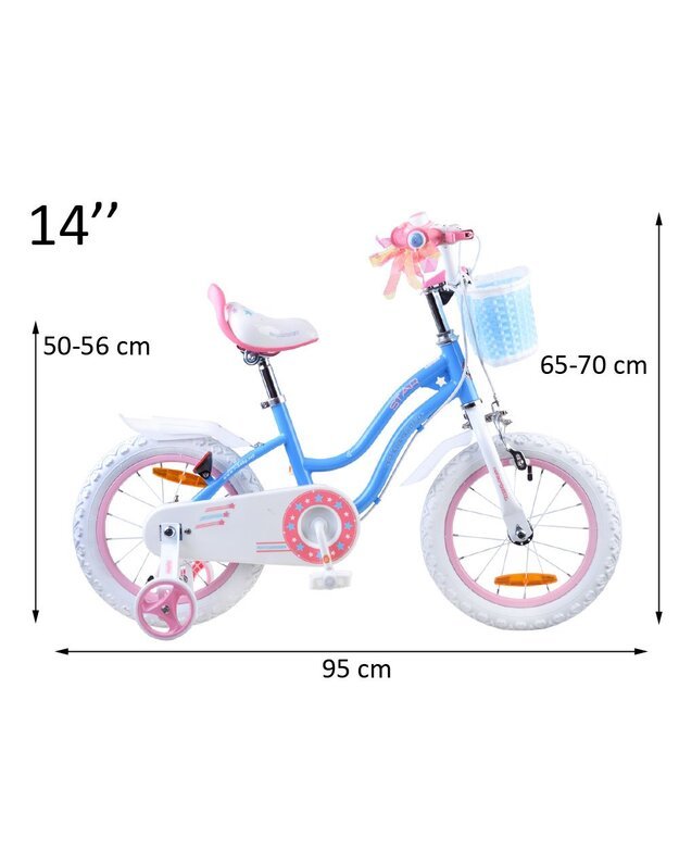 Vaikiškas dviratis su krepšeliu Royal Baby STAR GIRL 14   - mėlynas